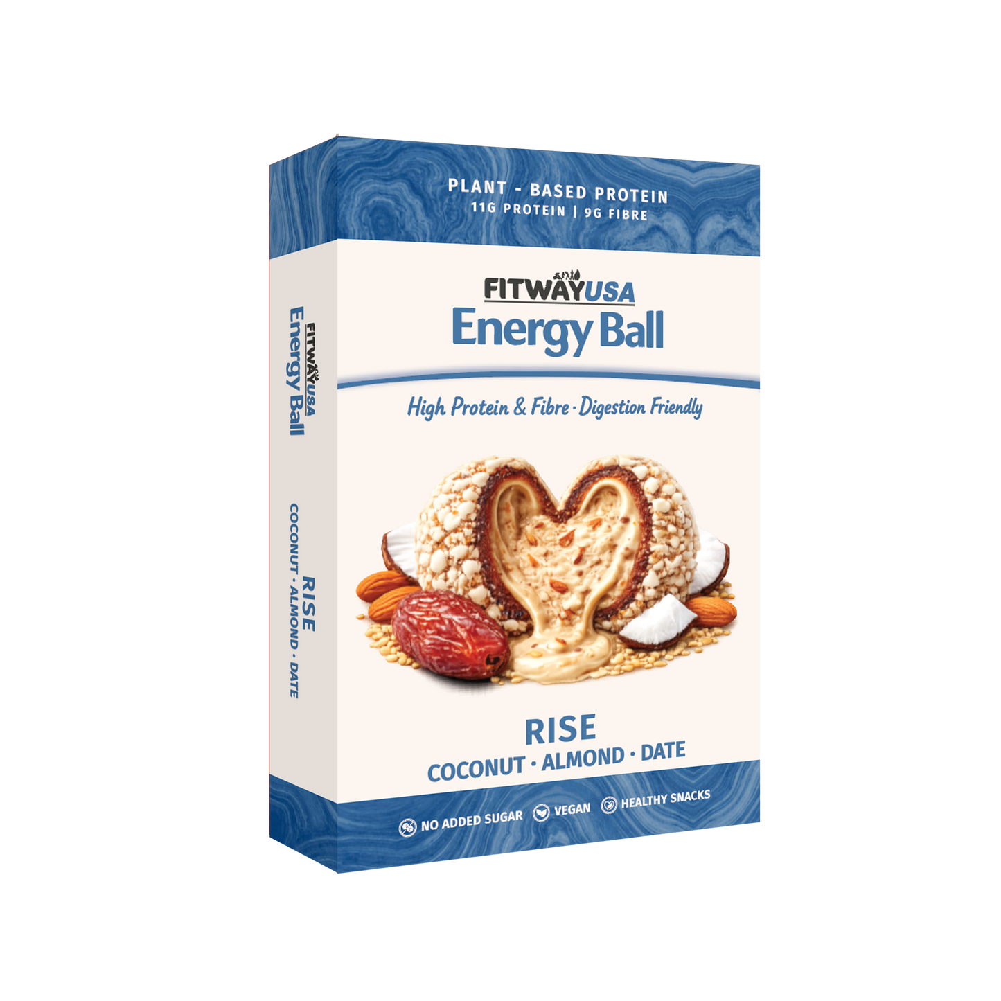 FitWay USA Energy Ball Rise Coconut, Almond & Date 100g | 11g Plant-Based Protein