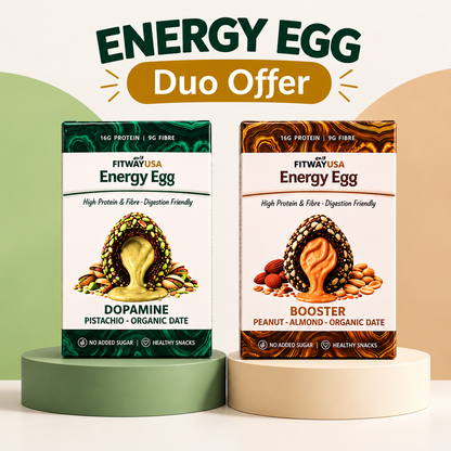 FitWay USA Energy Egg Duo Offer – Dopamine Pistachio & Booster Peanut Almond | 2 × 100g