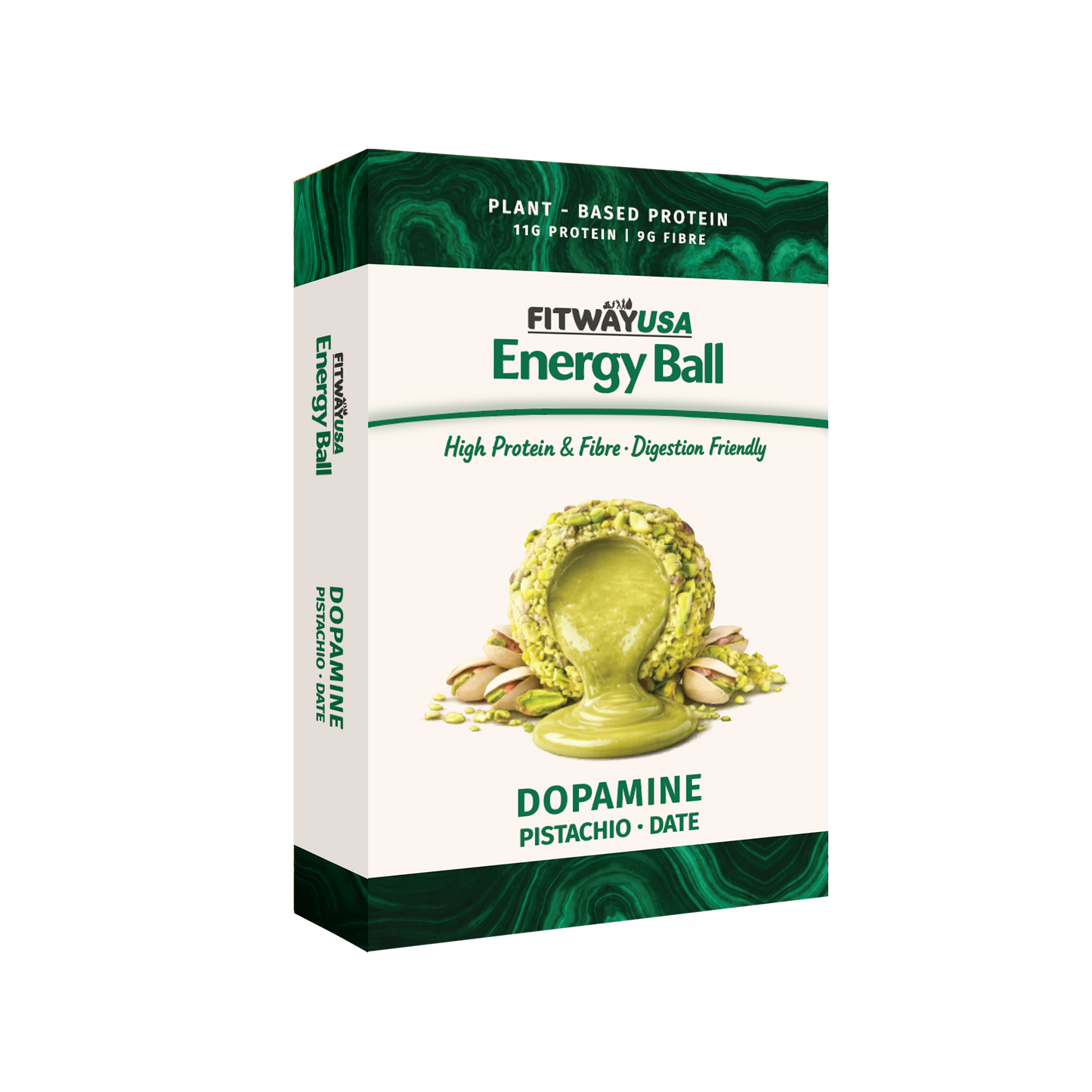 FitWay USA Energy Ball Dopamine Pistachio & Date 100g | 11g Plant-Based Protein